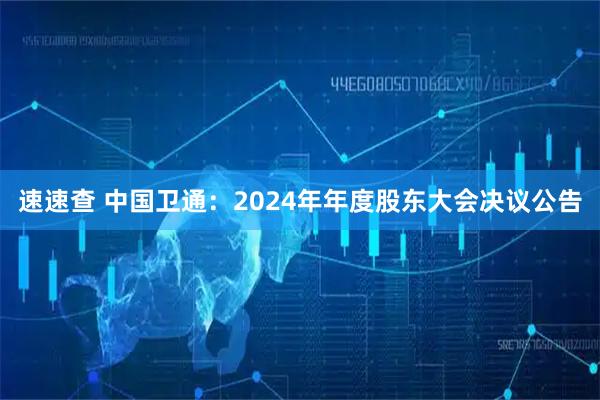 速速查 中国卫通：2024年年度股东大会决议公告